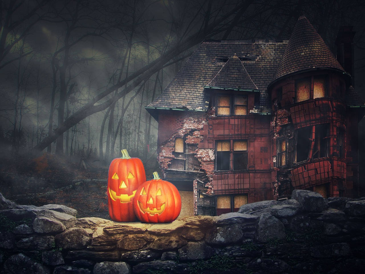 Halloween Pumpkin House Background