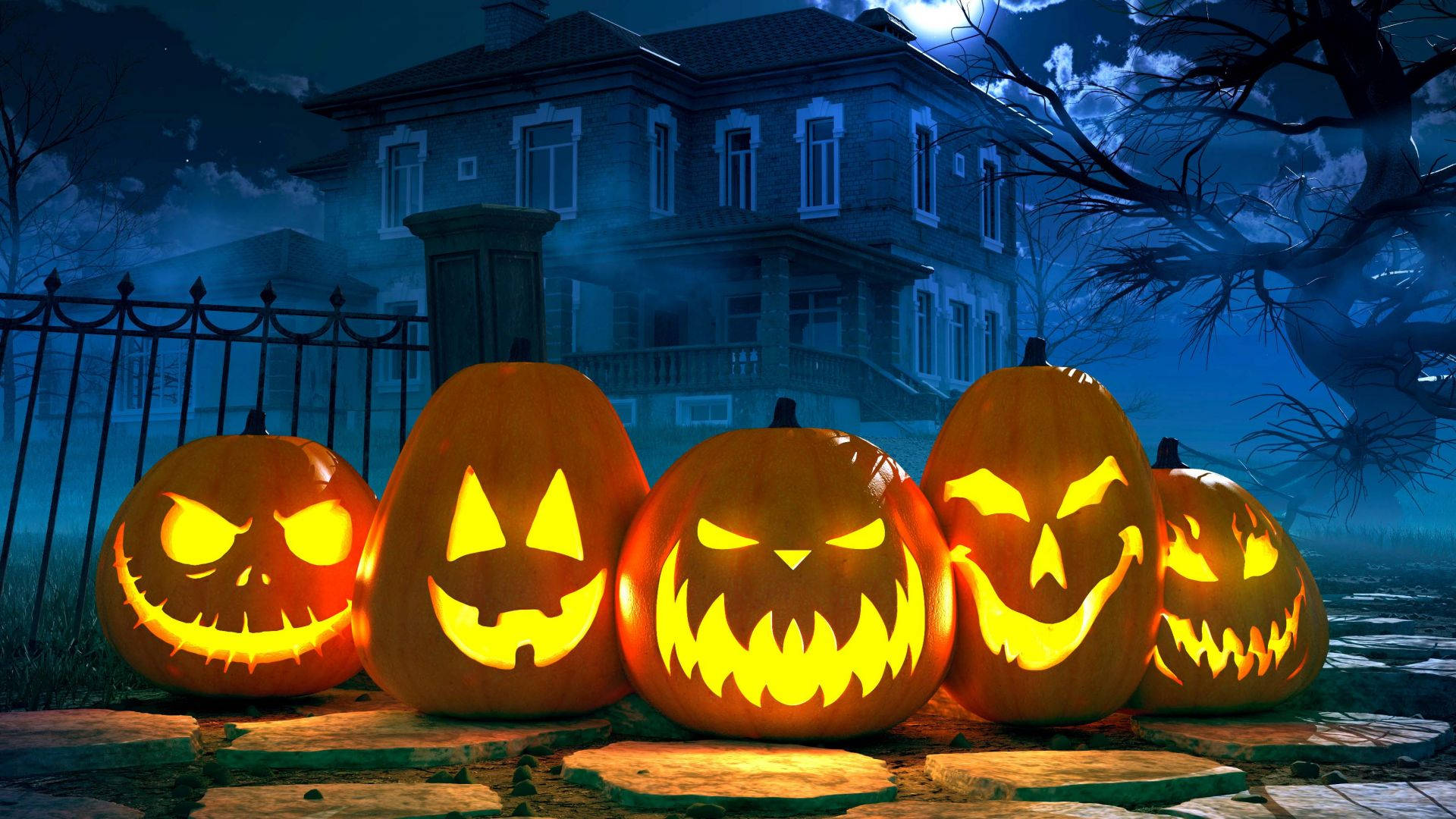 Halloween Pumpkin Lined Up Background