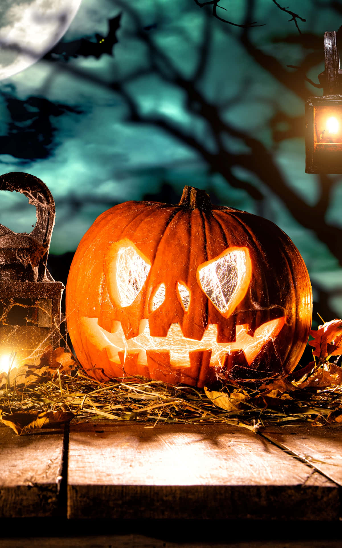 Halloween Pumpkin Night Scene Background