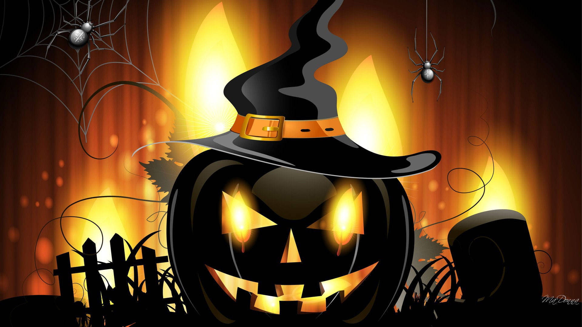 Halloween Pumpkin Witch Background