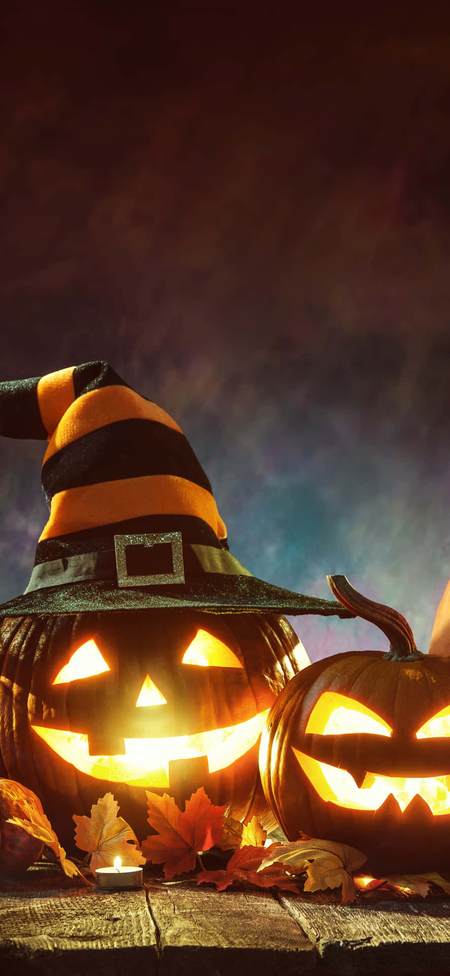 Halloween Pumpkin Witch Hati Phone Wallpaper Background