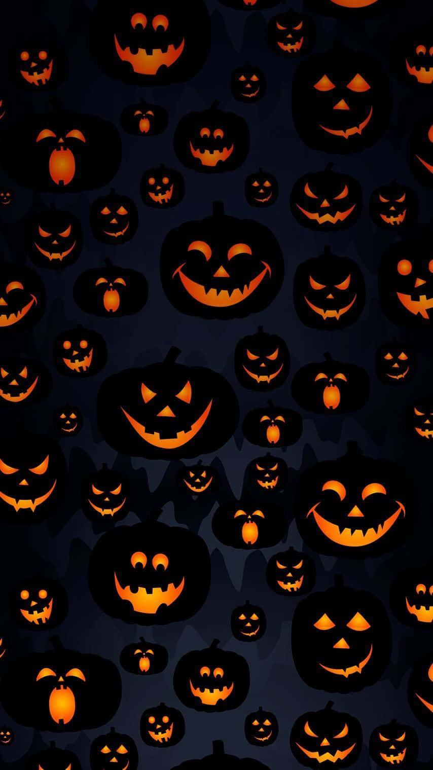 Halloween Pumpkins On A Dark Background Background