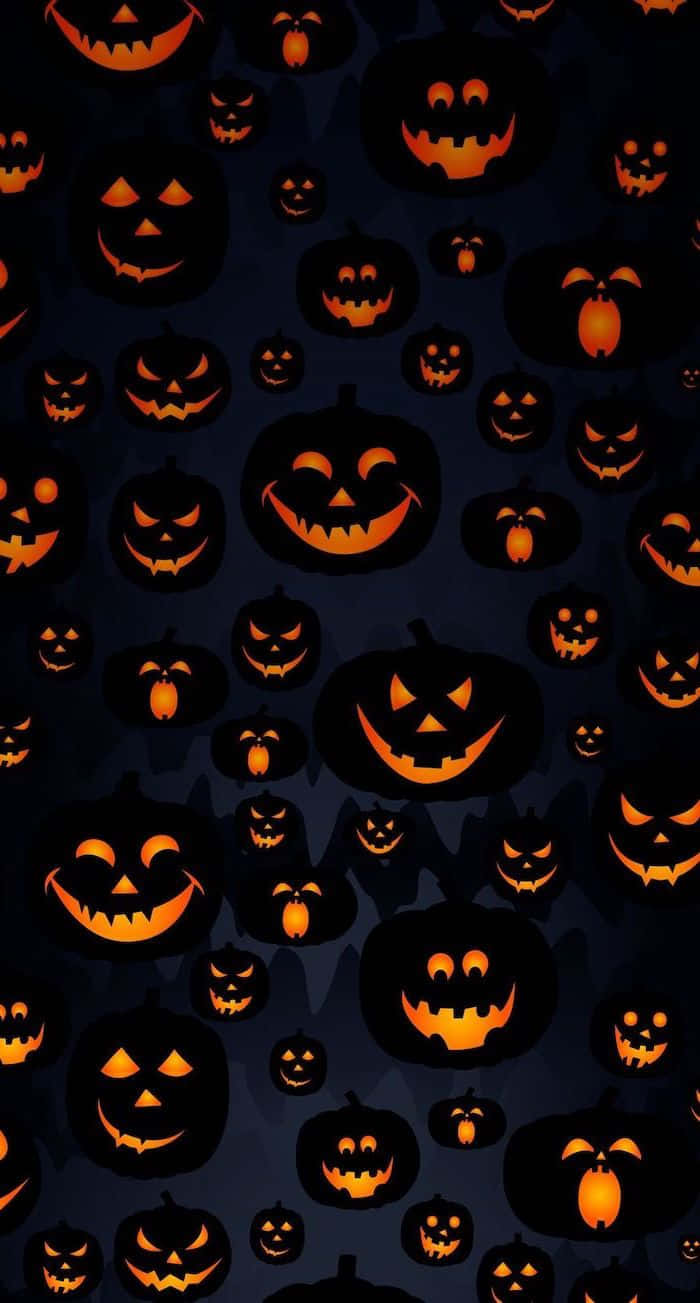 Halloween Pumpkins On A Dark Background Background