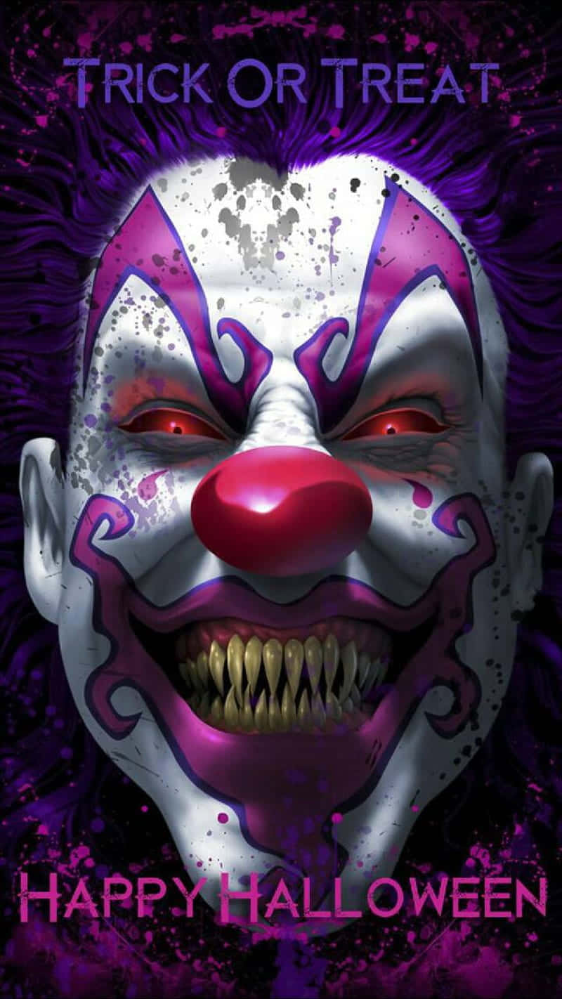 Halloween Scary Clown Greeting Background