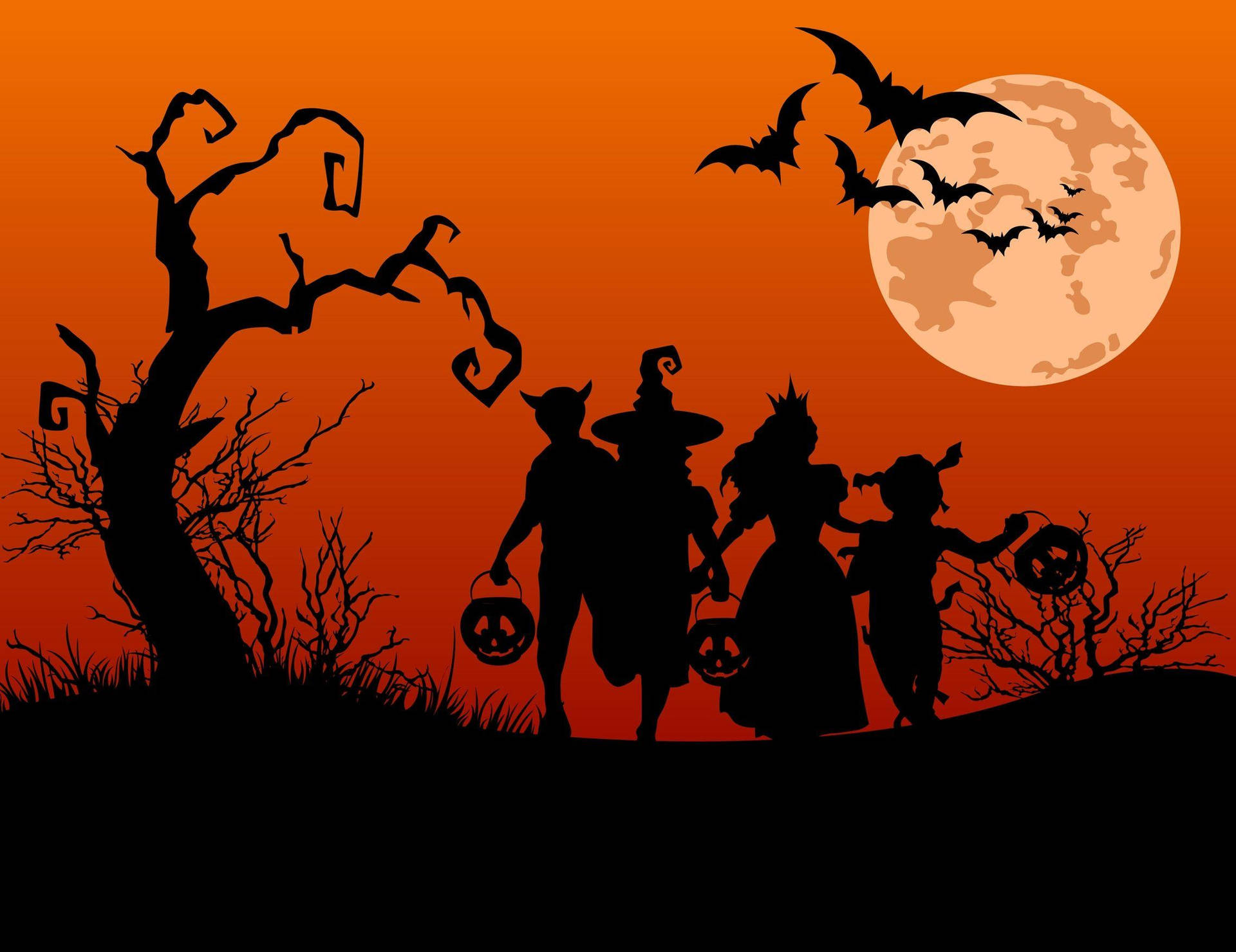 Halloween Silhouette Laptop Art Background