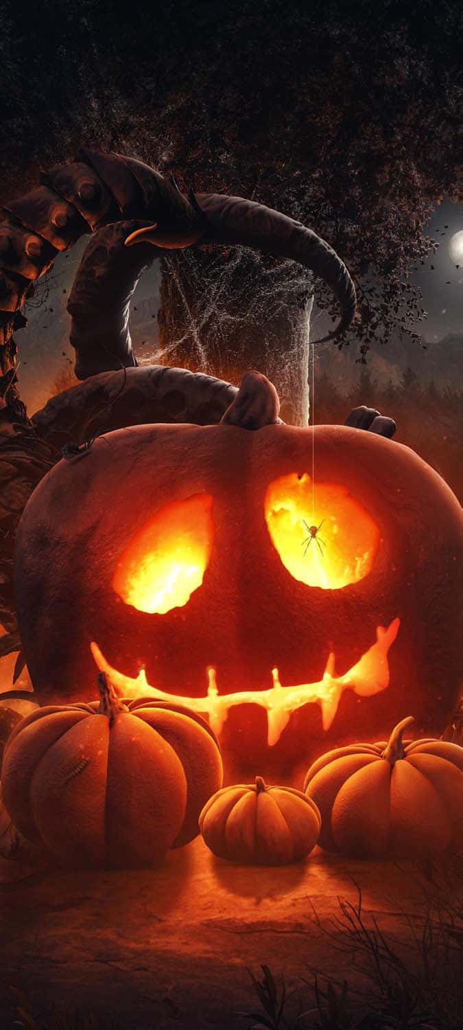 Halloween Themed Carved Pumpkin Background