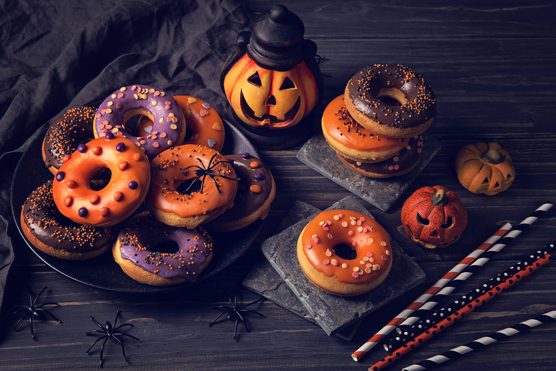Halloween-themed Donuts Background