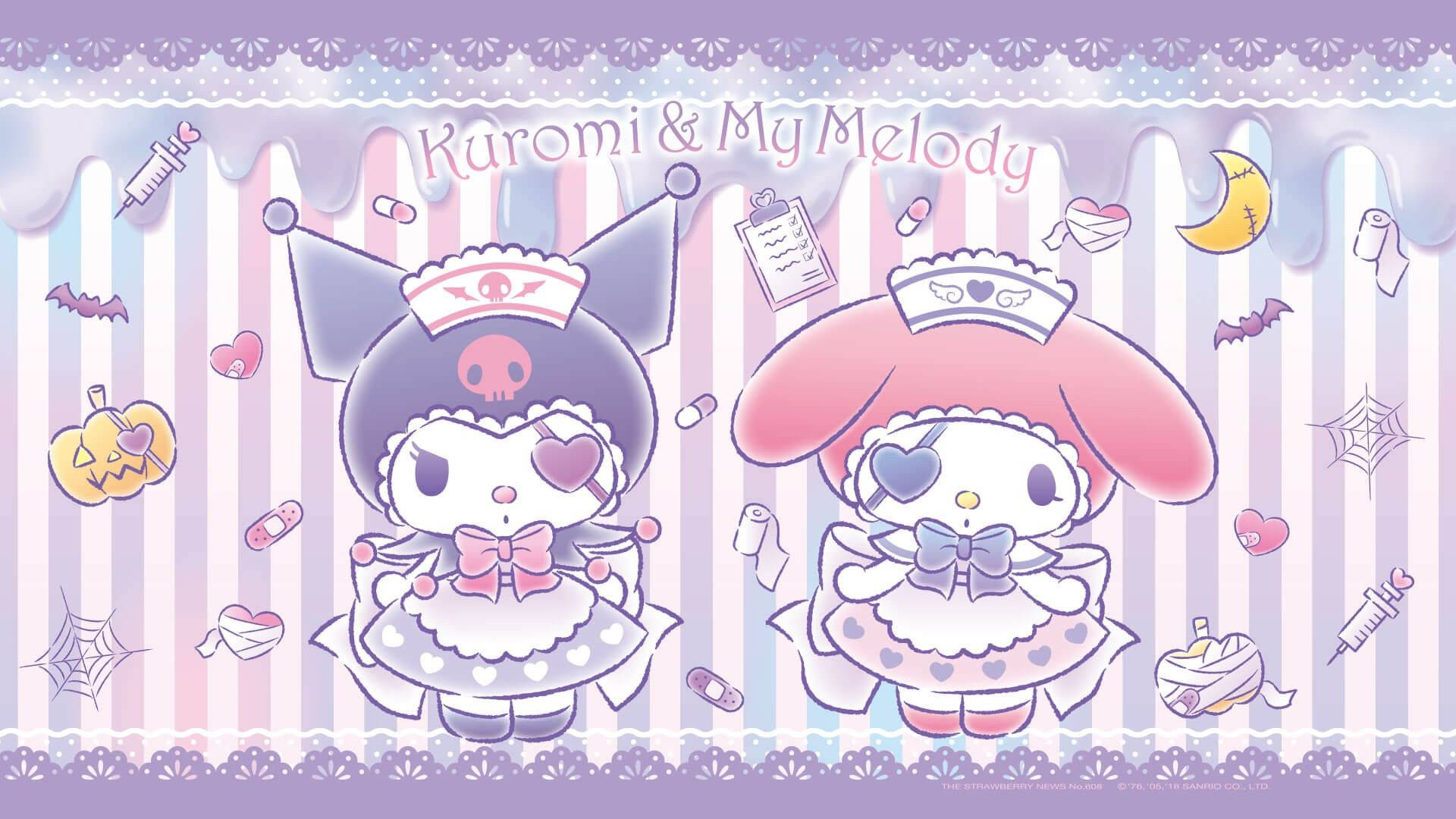 Halloween Themed Kuromi And Melody Background