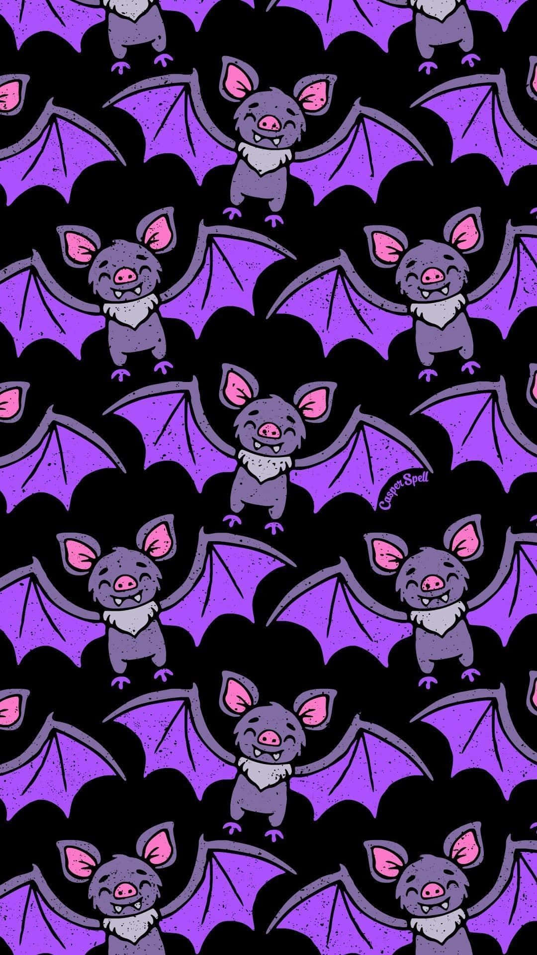 Halloween Tumblr Aesthetic Violet Bat Pattern Background