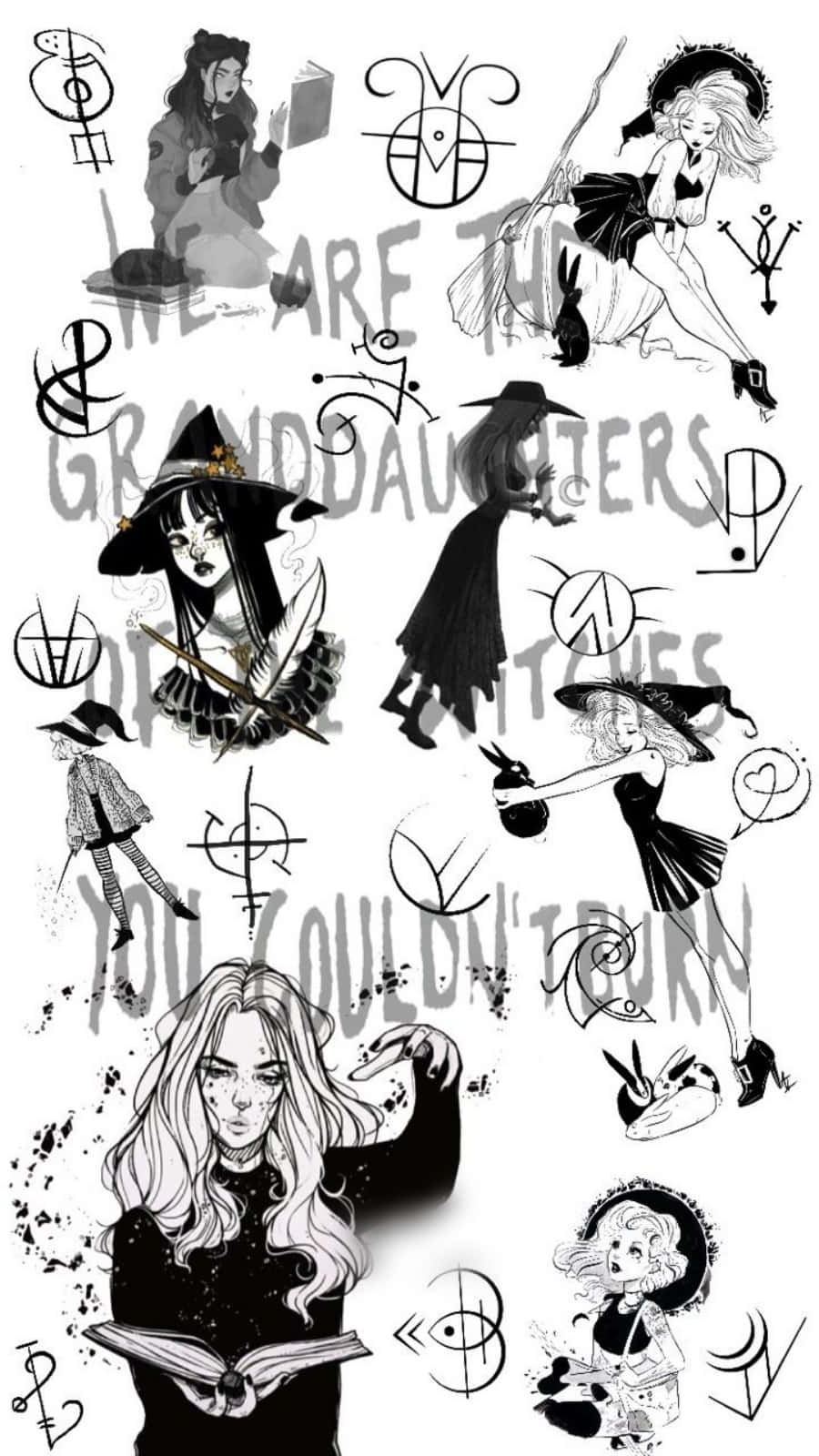 Halloween Tumblr Aesthetic Witches Drawing Background