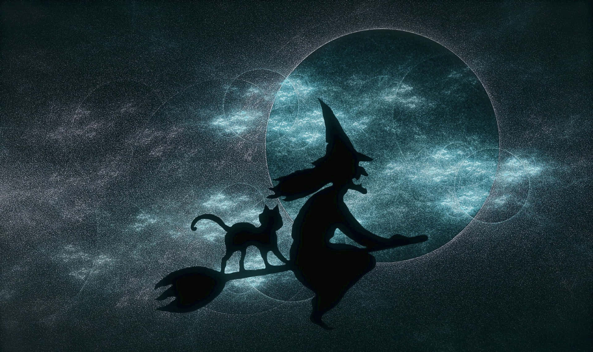 Halloween Witch And Cloudy Night Sky Background