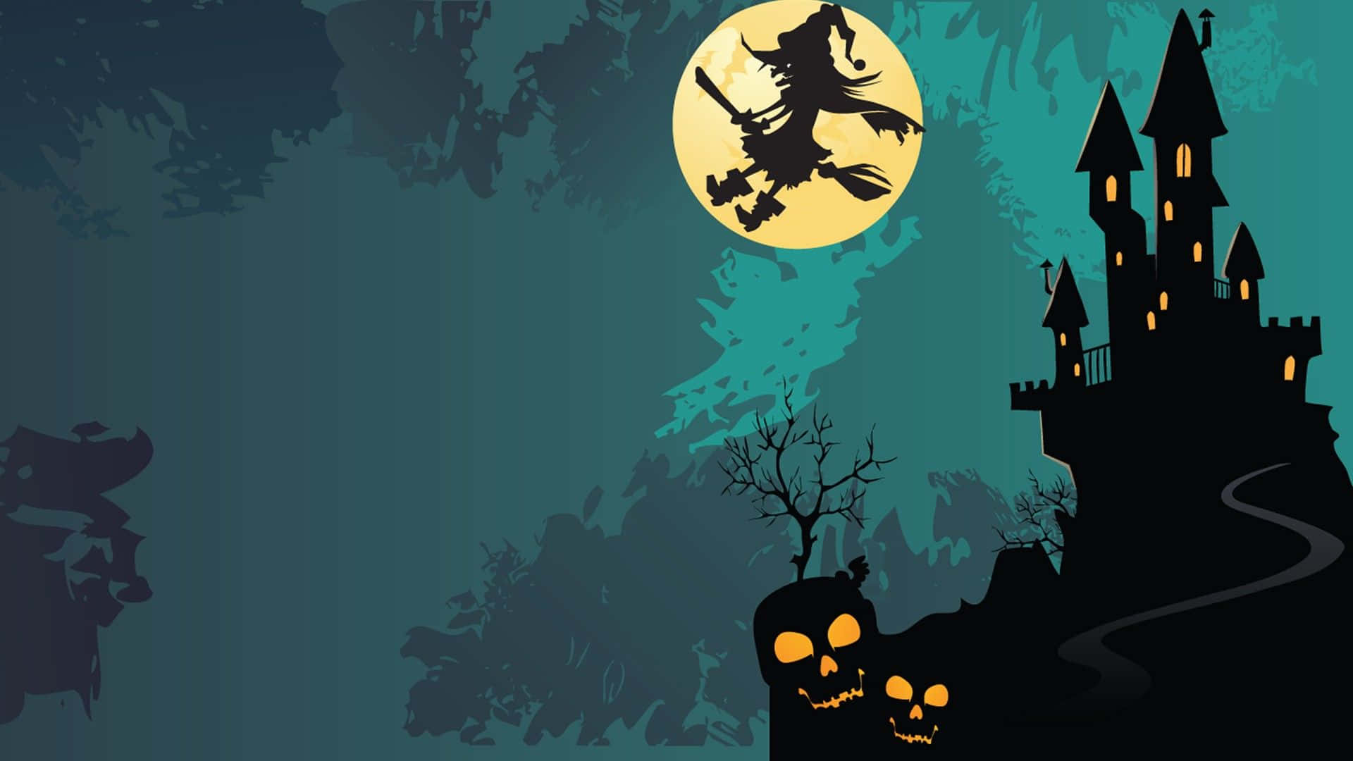 Halloween Witch Blue Night Sky Background
