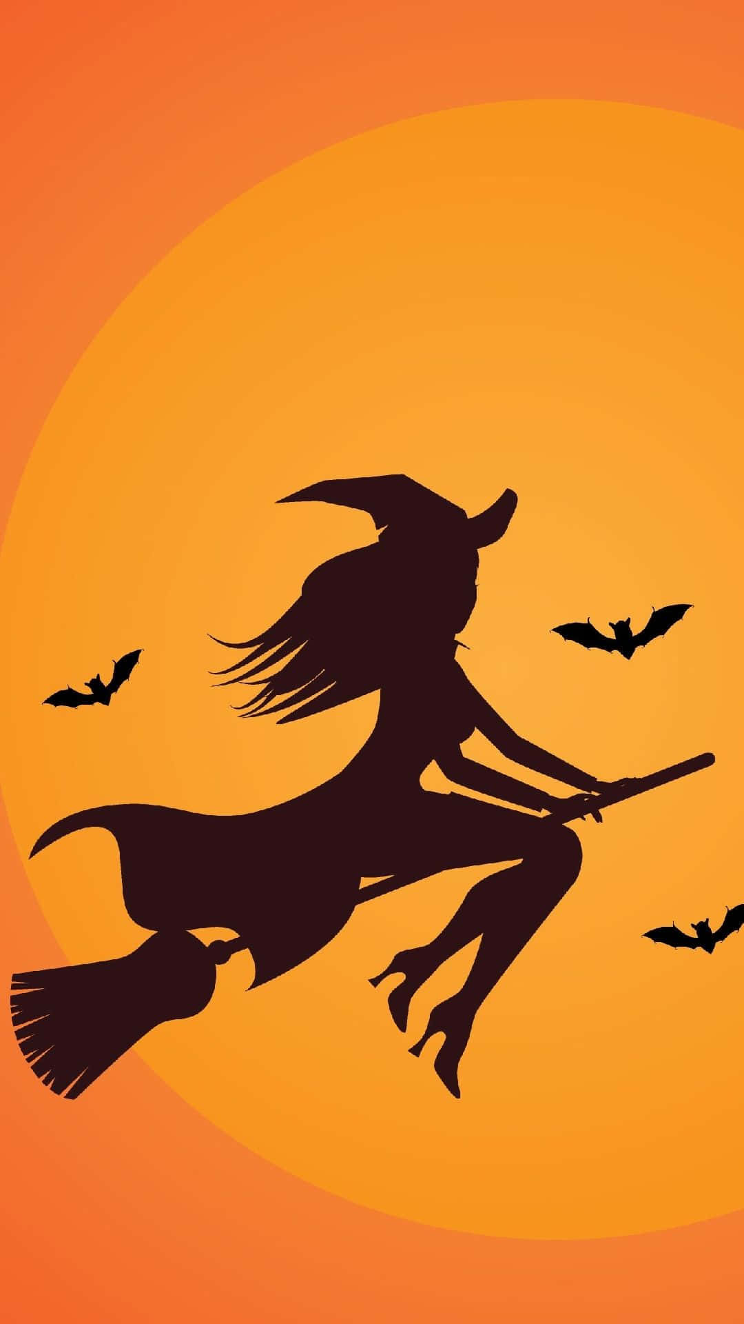 Halloween Witch In Orange Background