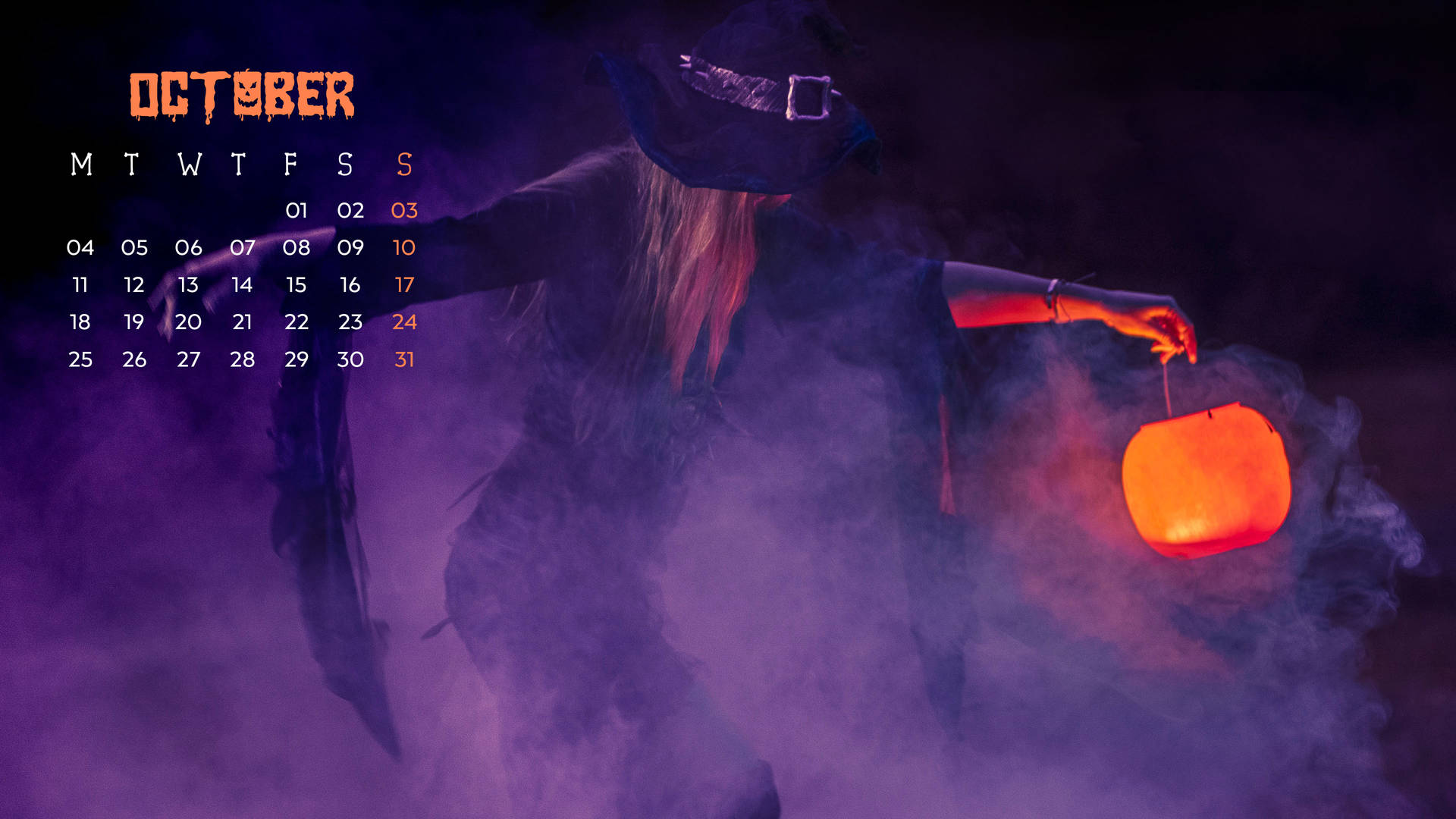 Halloween Witch October 2021 Calendar Background