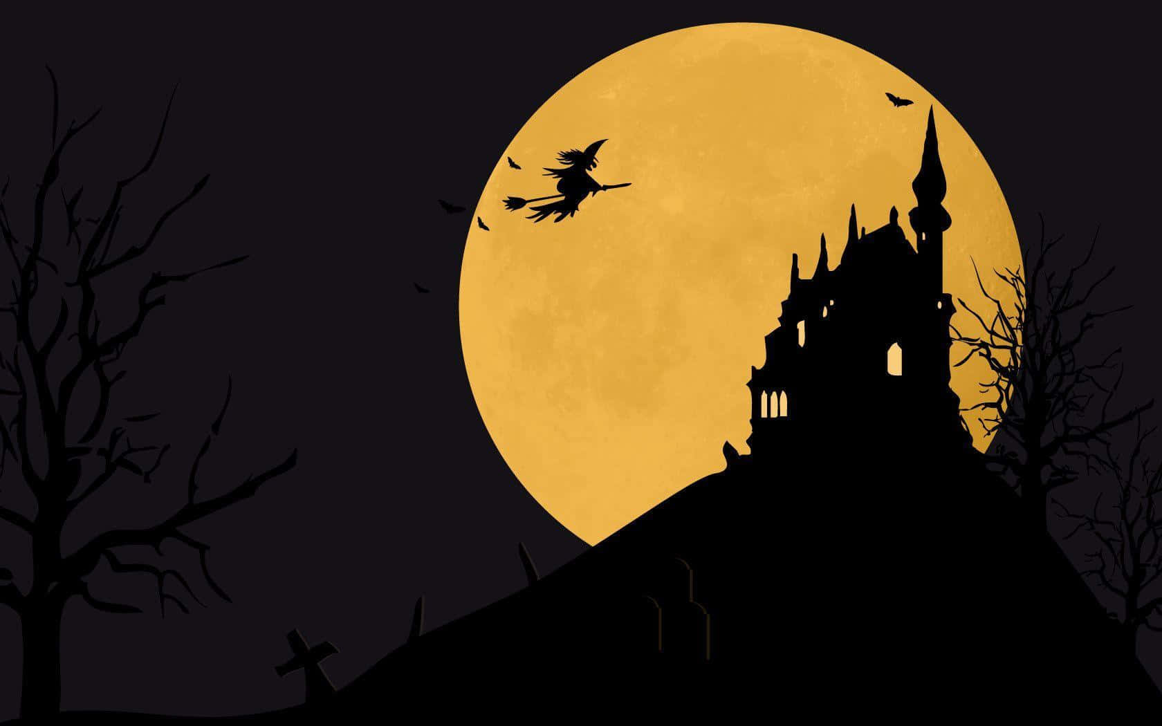 Halloween Witch Vector Art Silhouette Background