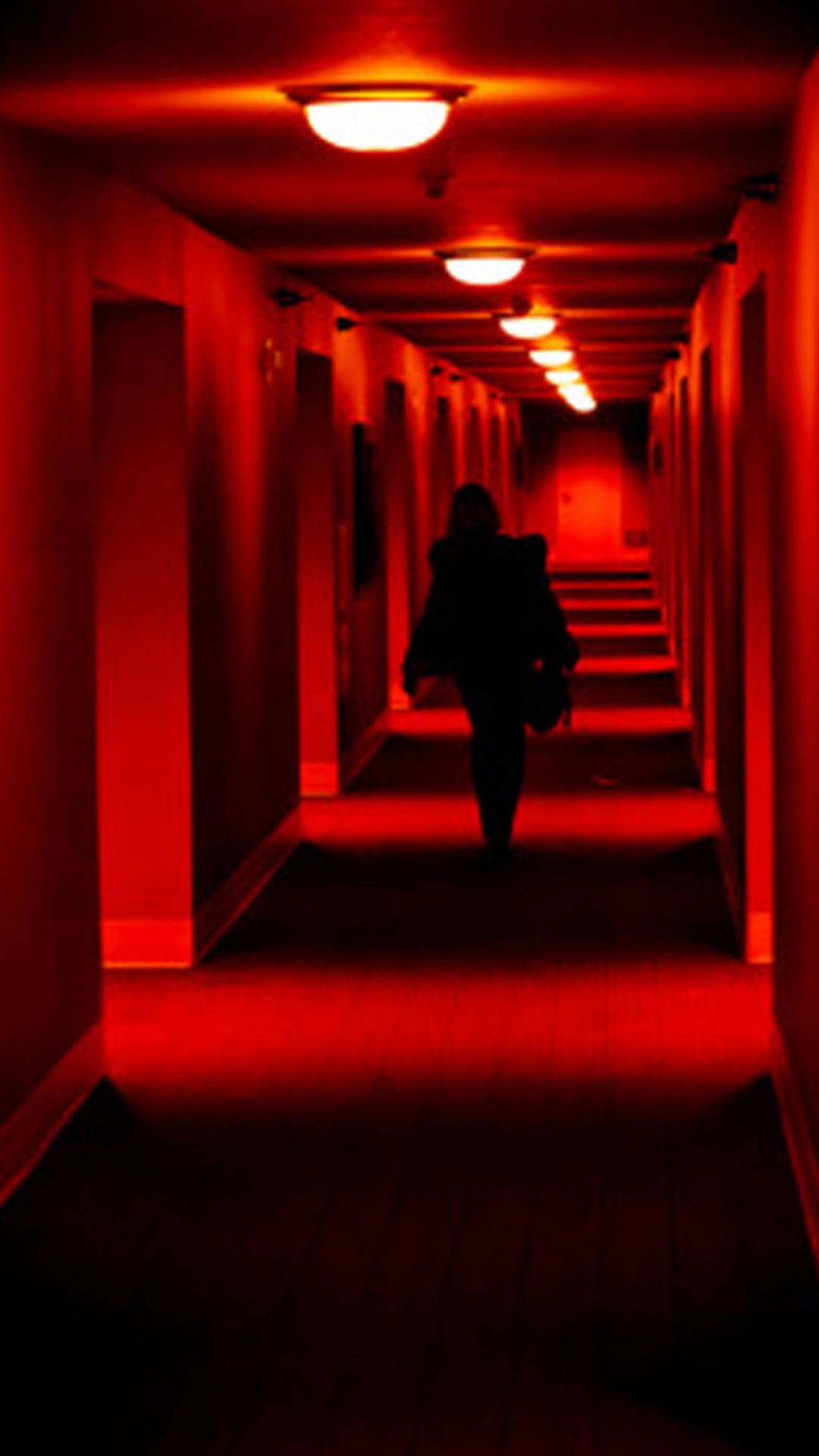 Hallway In Dark Red Lights