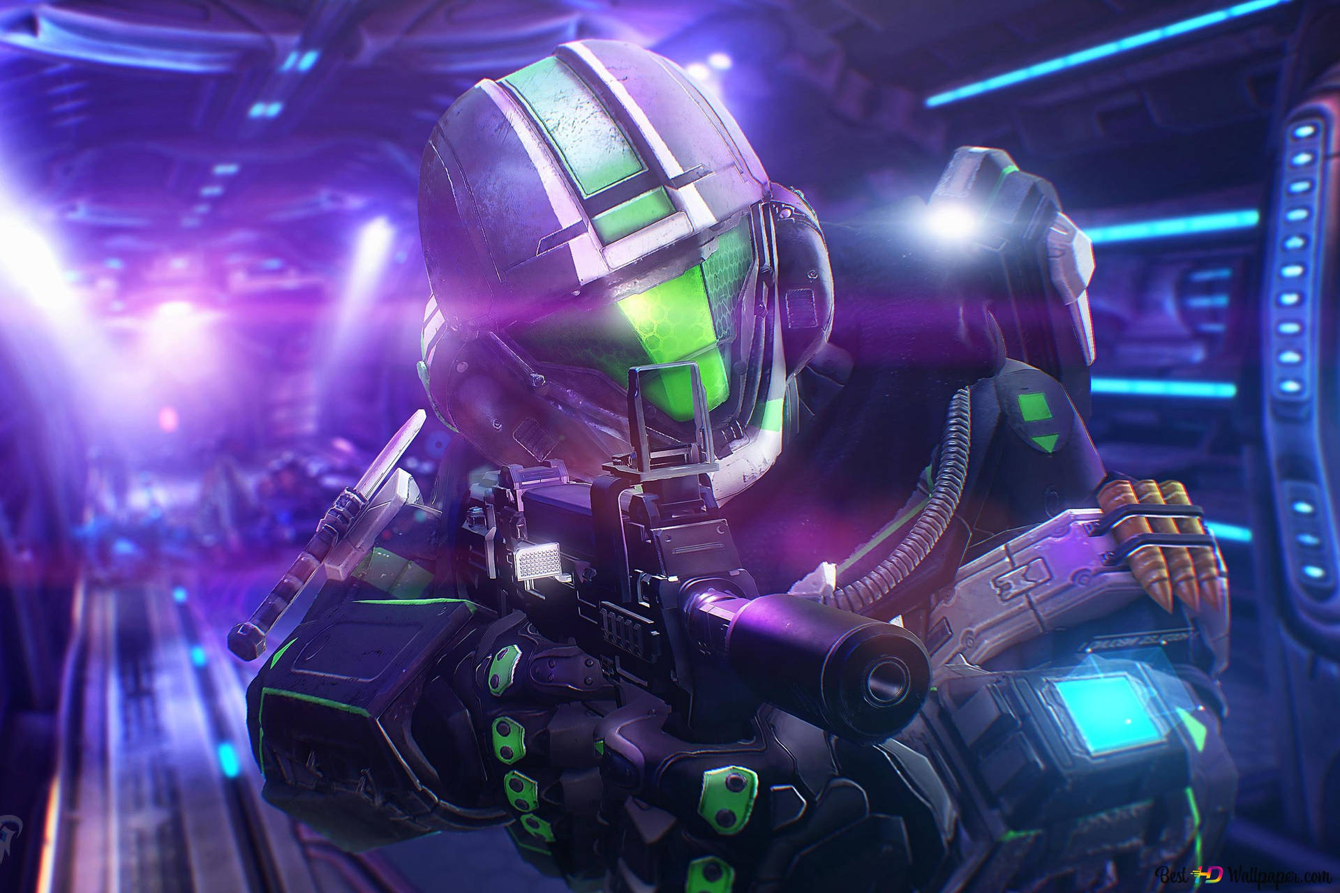 Halo 3 Green Silver Background