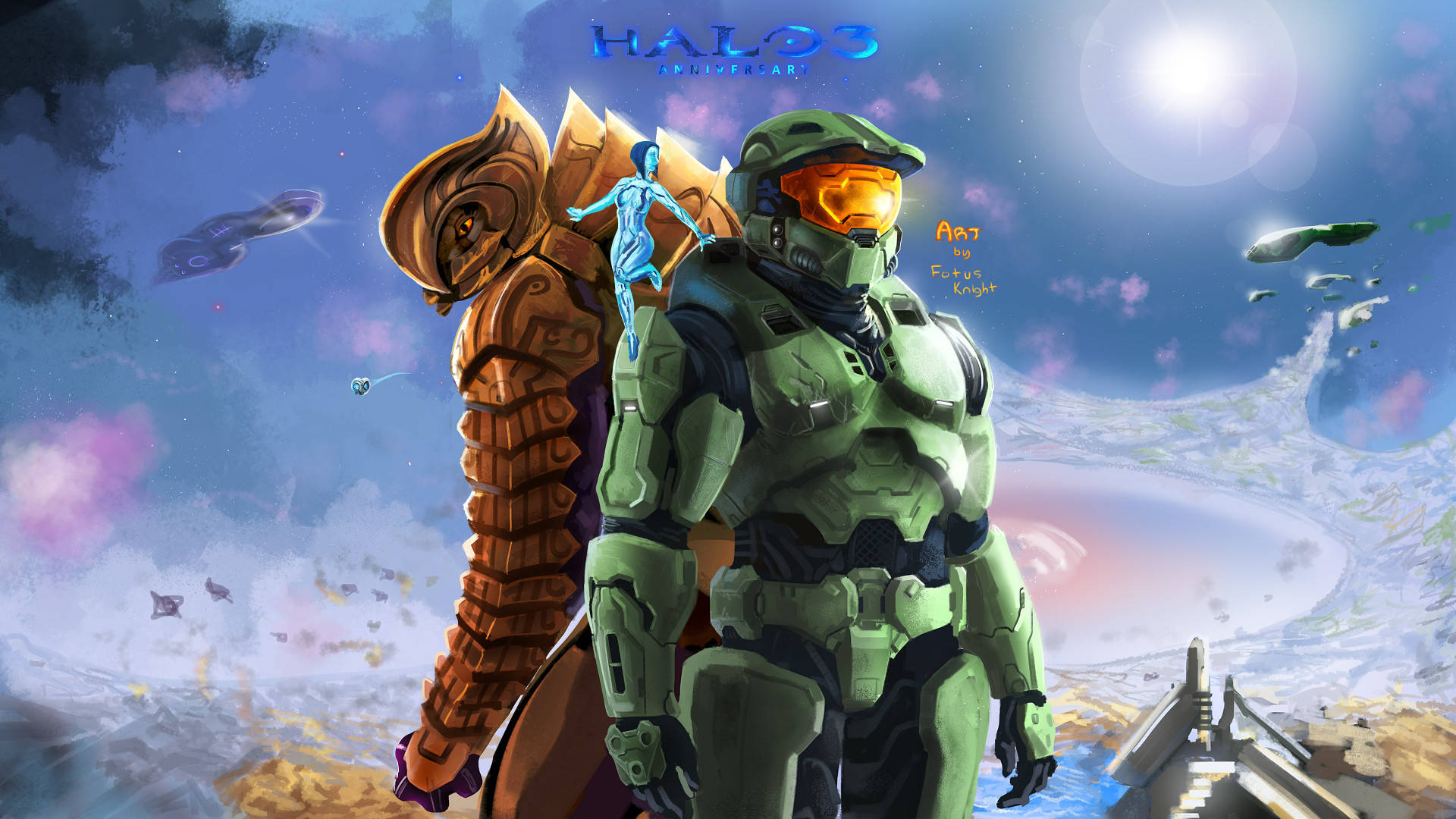 Halo 3 Under Sky Background