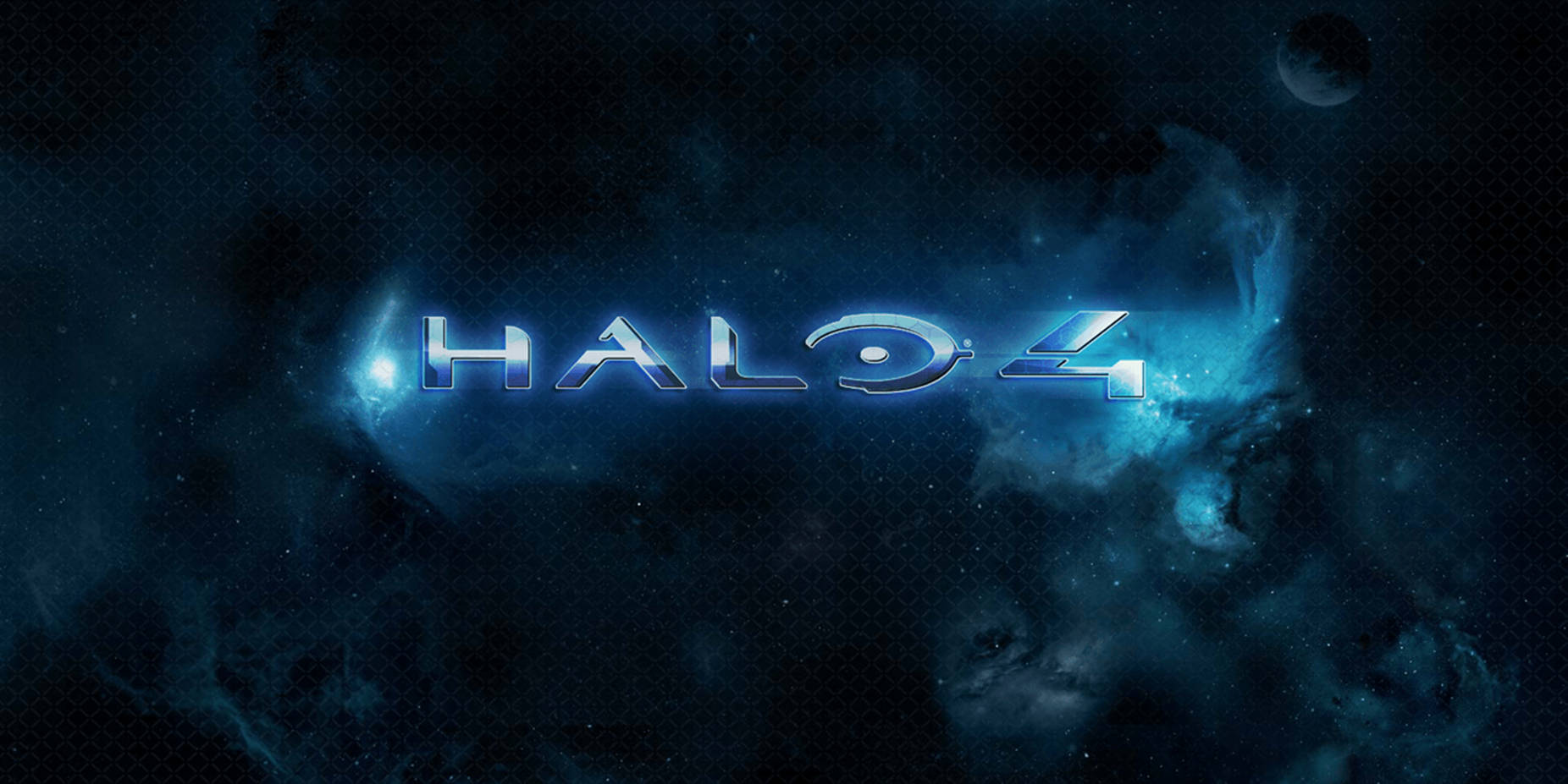 Halo 4 Logo Glowing Against A Blue Nebula Background