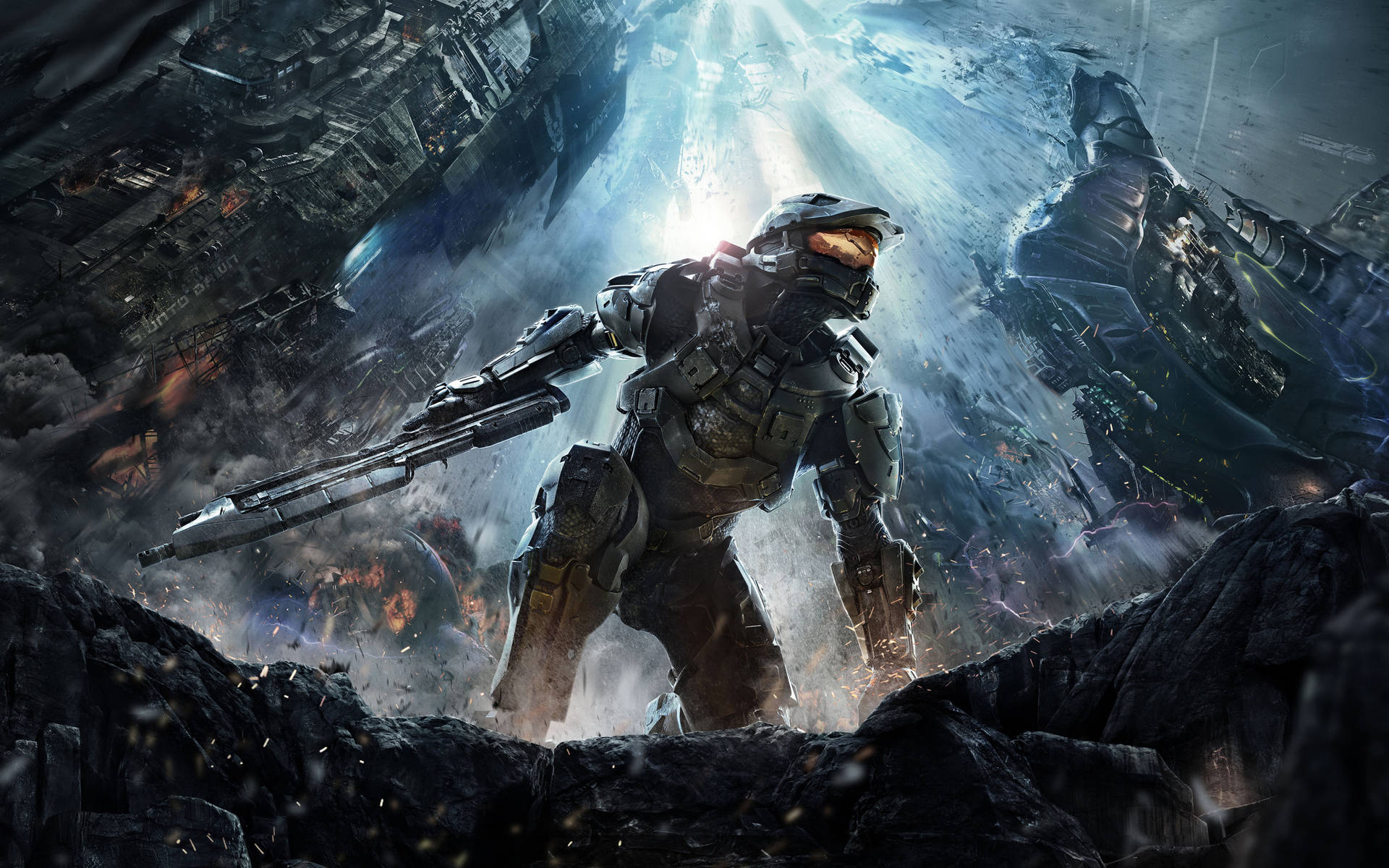 Halo 4 Spartan In Cave Background