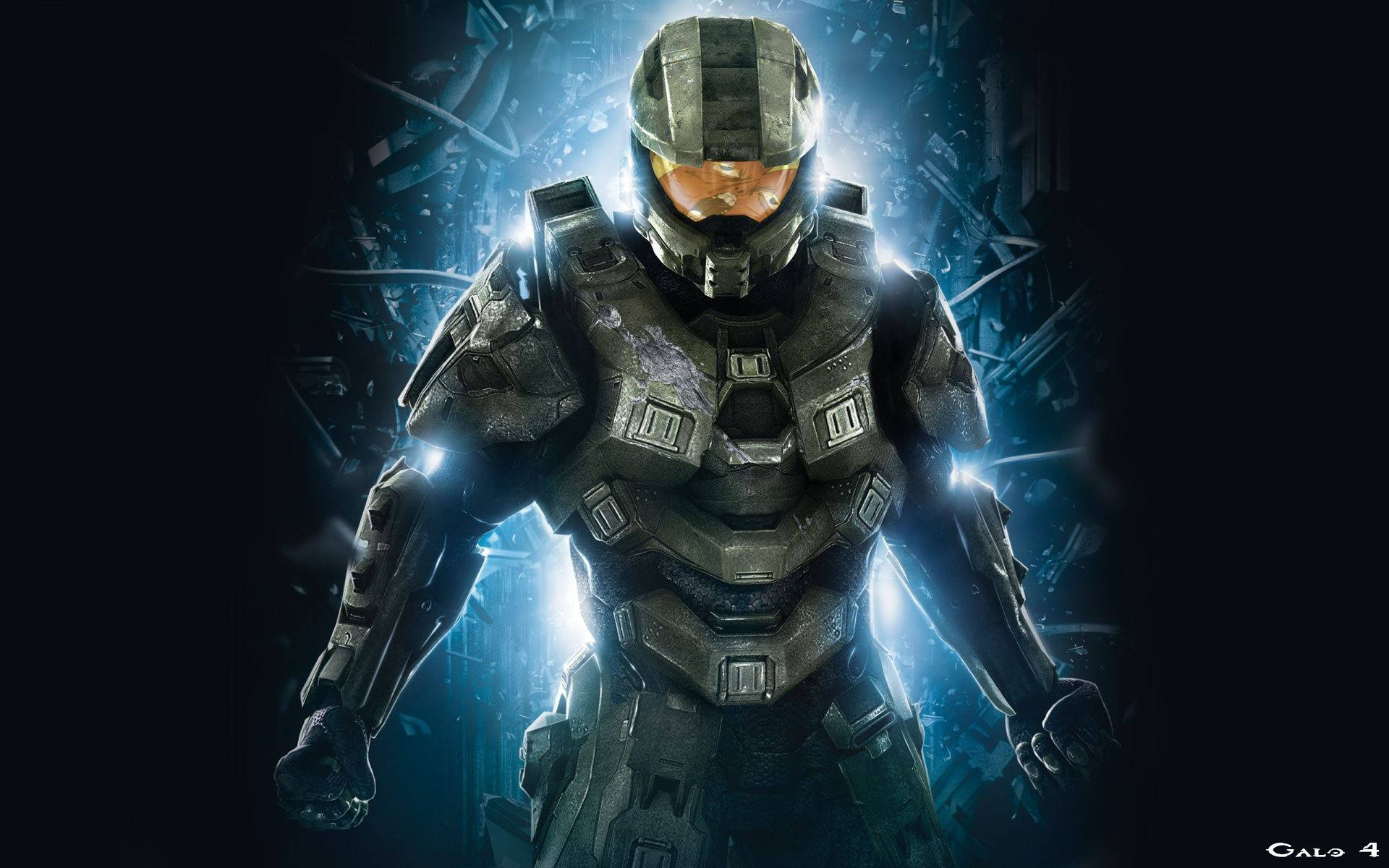 Halo 4 Spartan In Green Suit Background