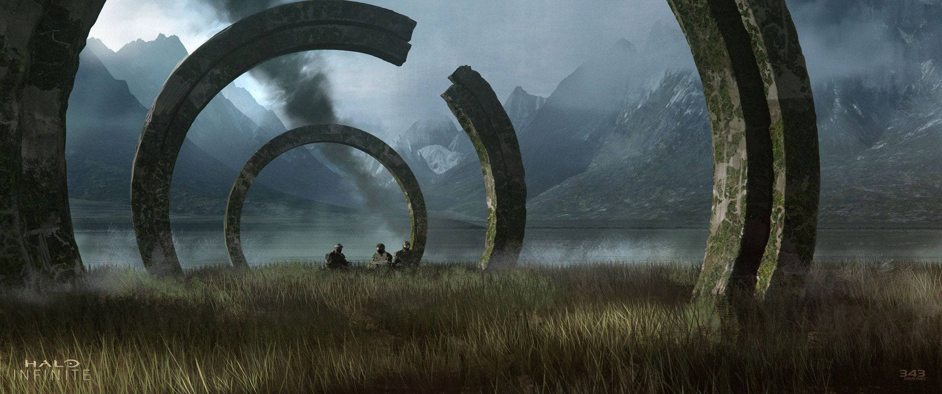 Halo Infinite Destroyed Rings Background
