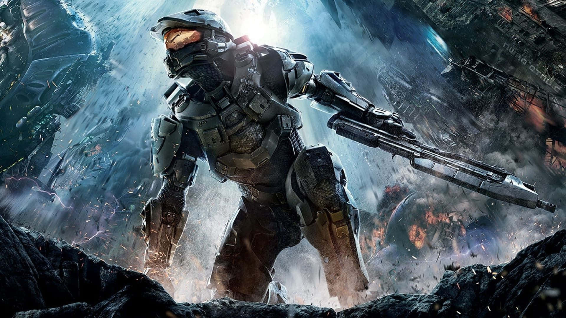 Halo Master Chief Fighting Stance Background