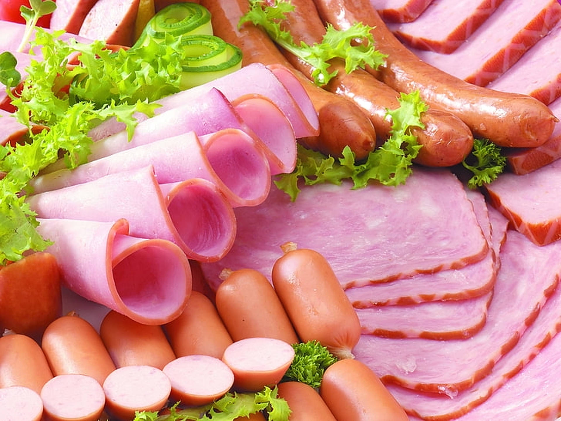 Ham And Sausages Background