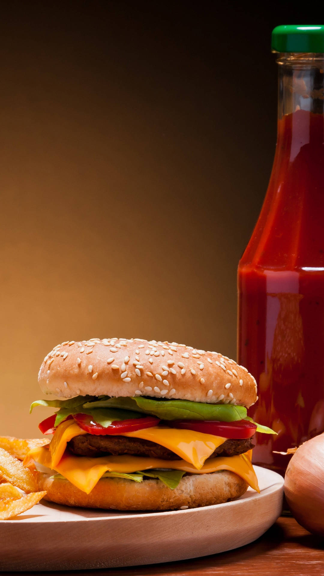 Hamburger Hot Sauce Food Iphone Background
