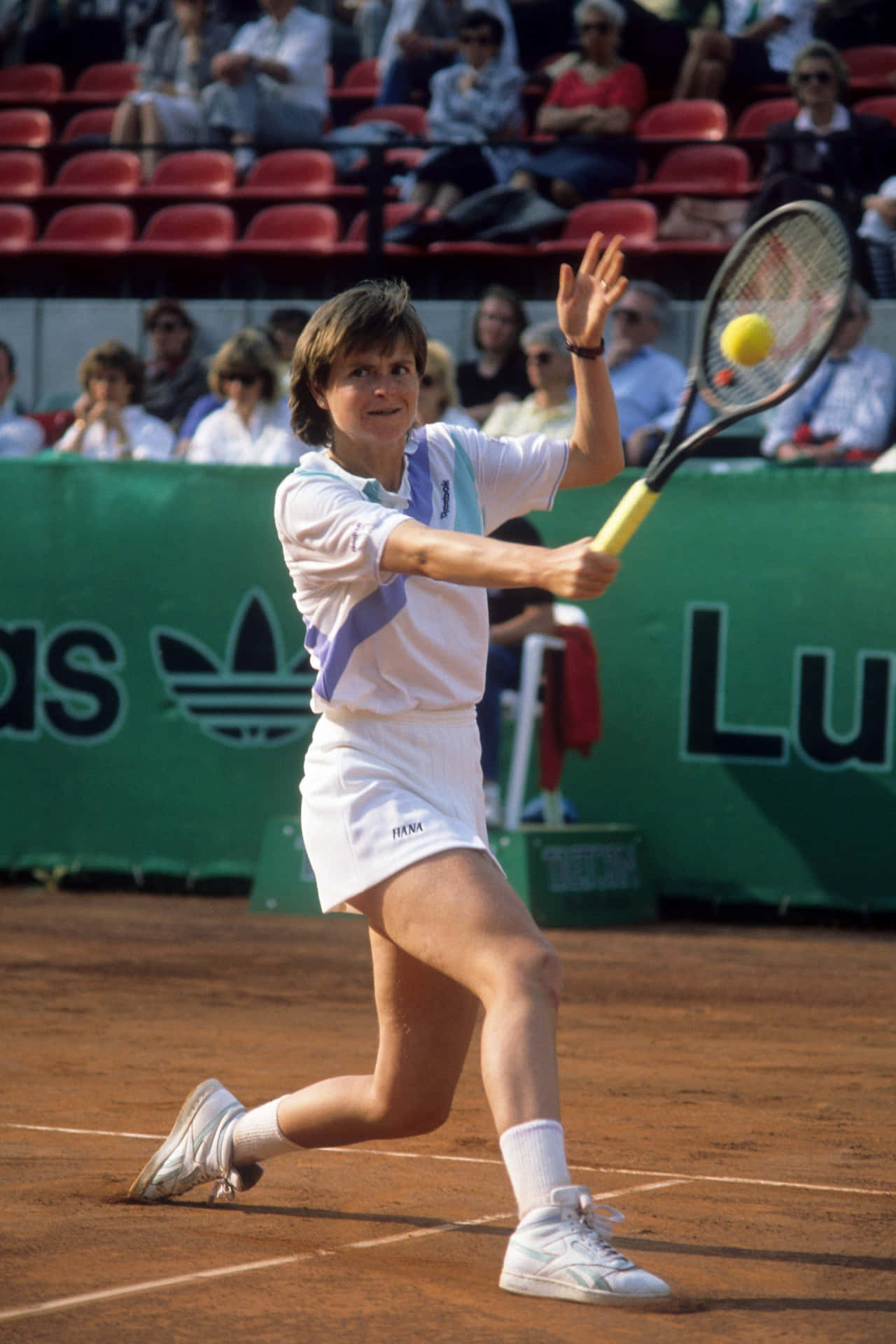 Hana Mandlikova Receiving The Ball With Her Racket Background