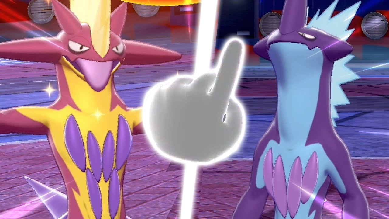 Hand Arrow Between Yellow And Blue Toxtricity Background