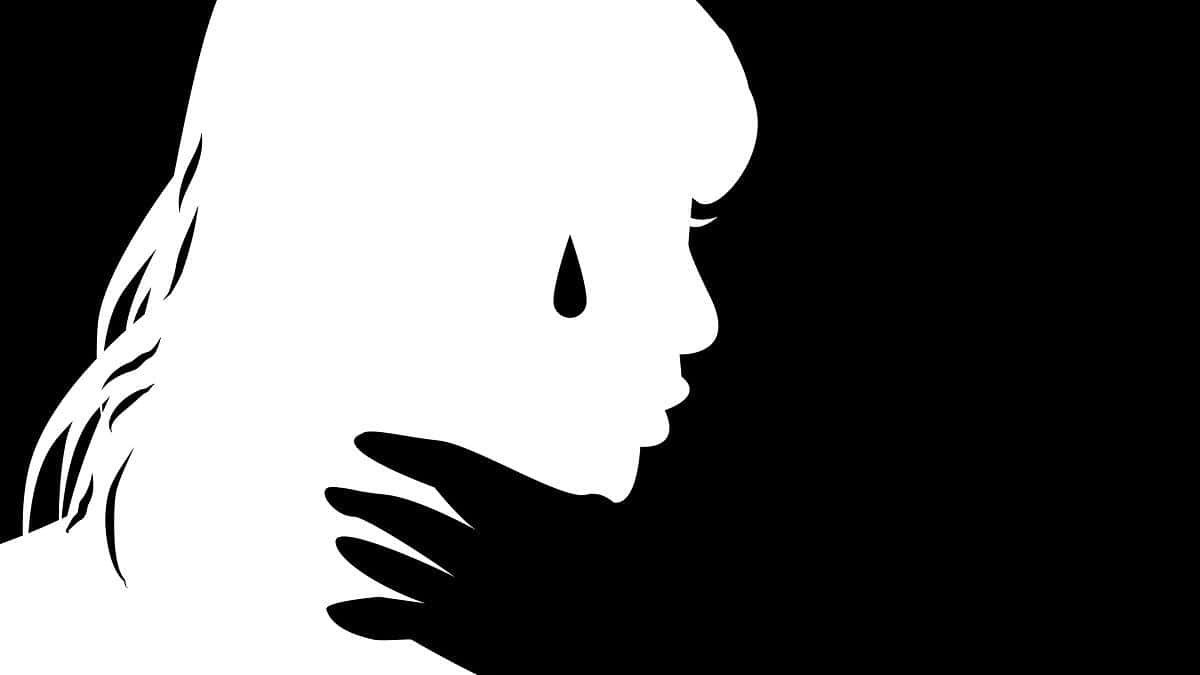 Hand Choking A Woman Silhouette Background