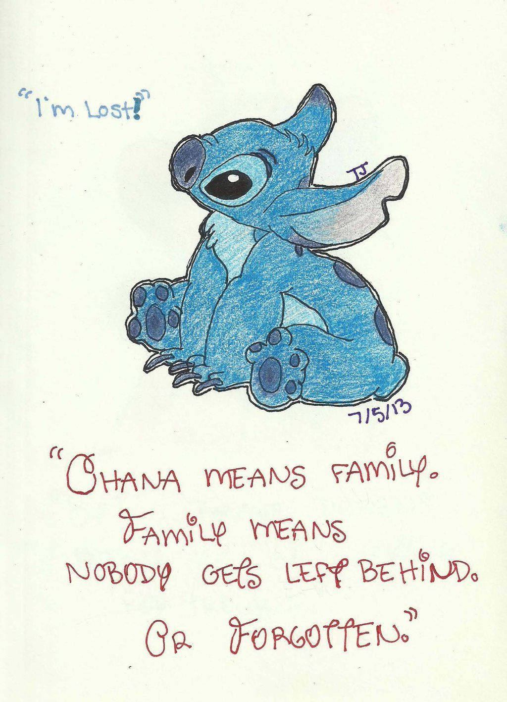 Hand-drawn Stitch Ohana Quote Background