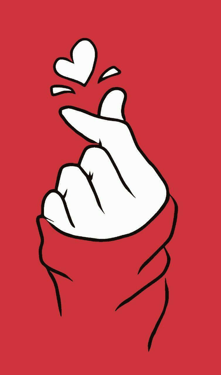 Hand Heart Finger Red Background