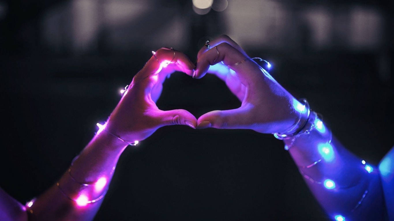 Hand Heart Lights Background
