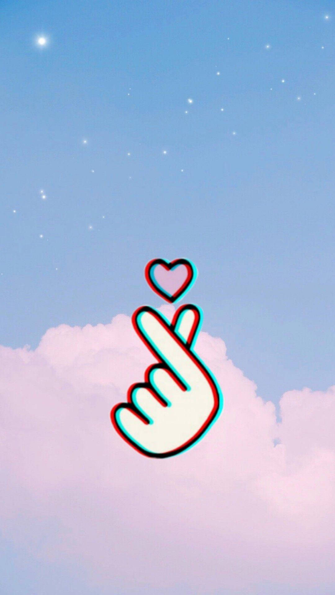 Hand Heart Sky Clouds Background