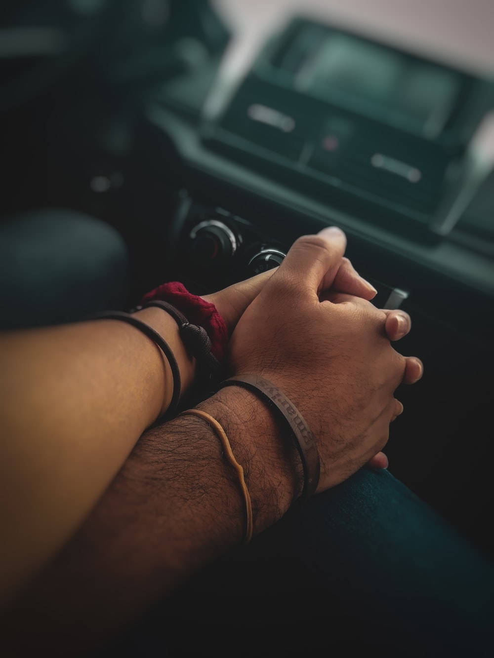 Hand In Hand In A Car Background