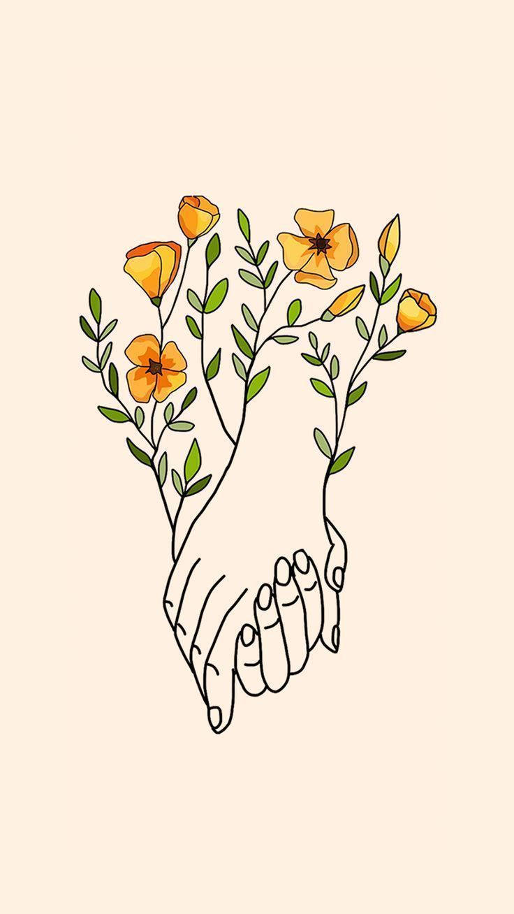 Hand In Hand Yellow Flower Art