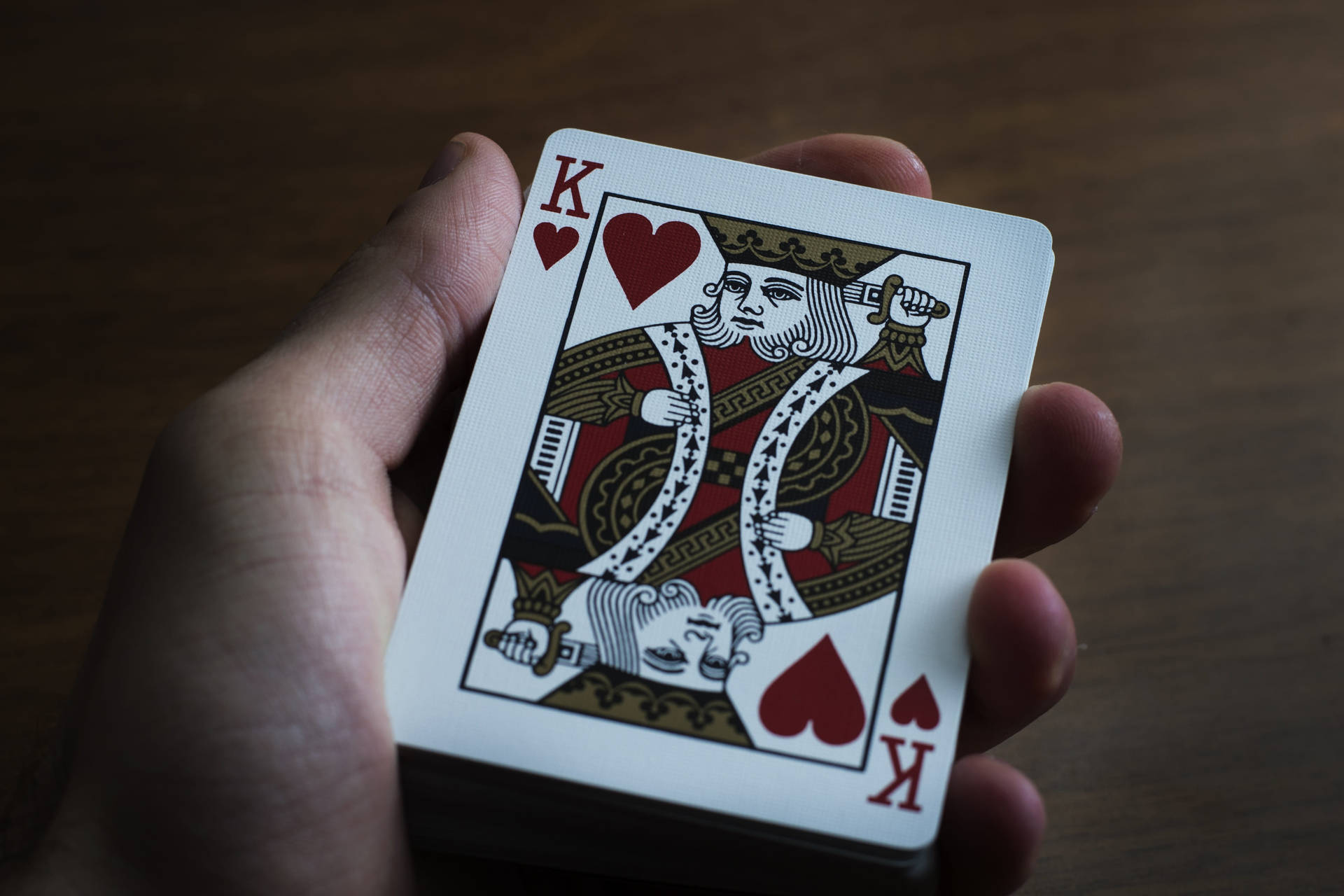 Hand King Of Hearts Playing Cards Background