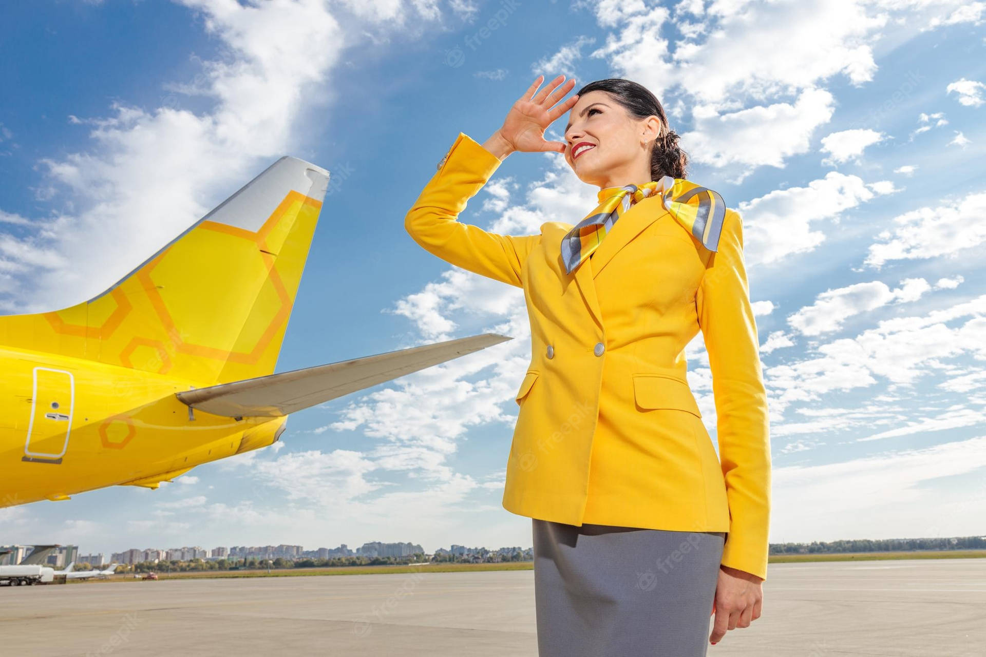 Hand Salute Flight Attendant Background