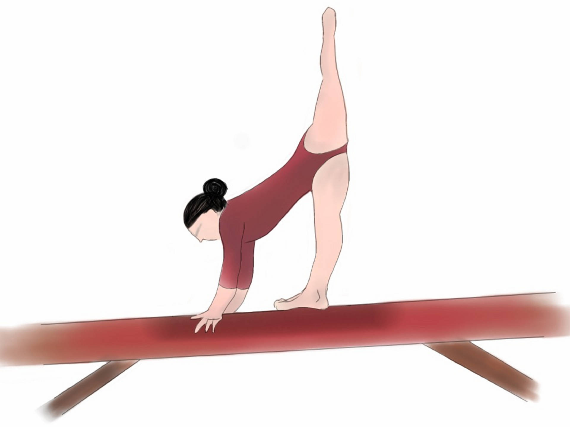 Hand Stand Gymnastics Balance Beam Drawing Background