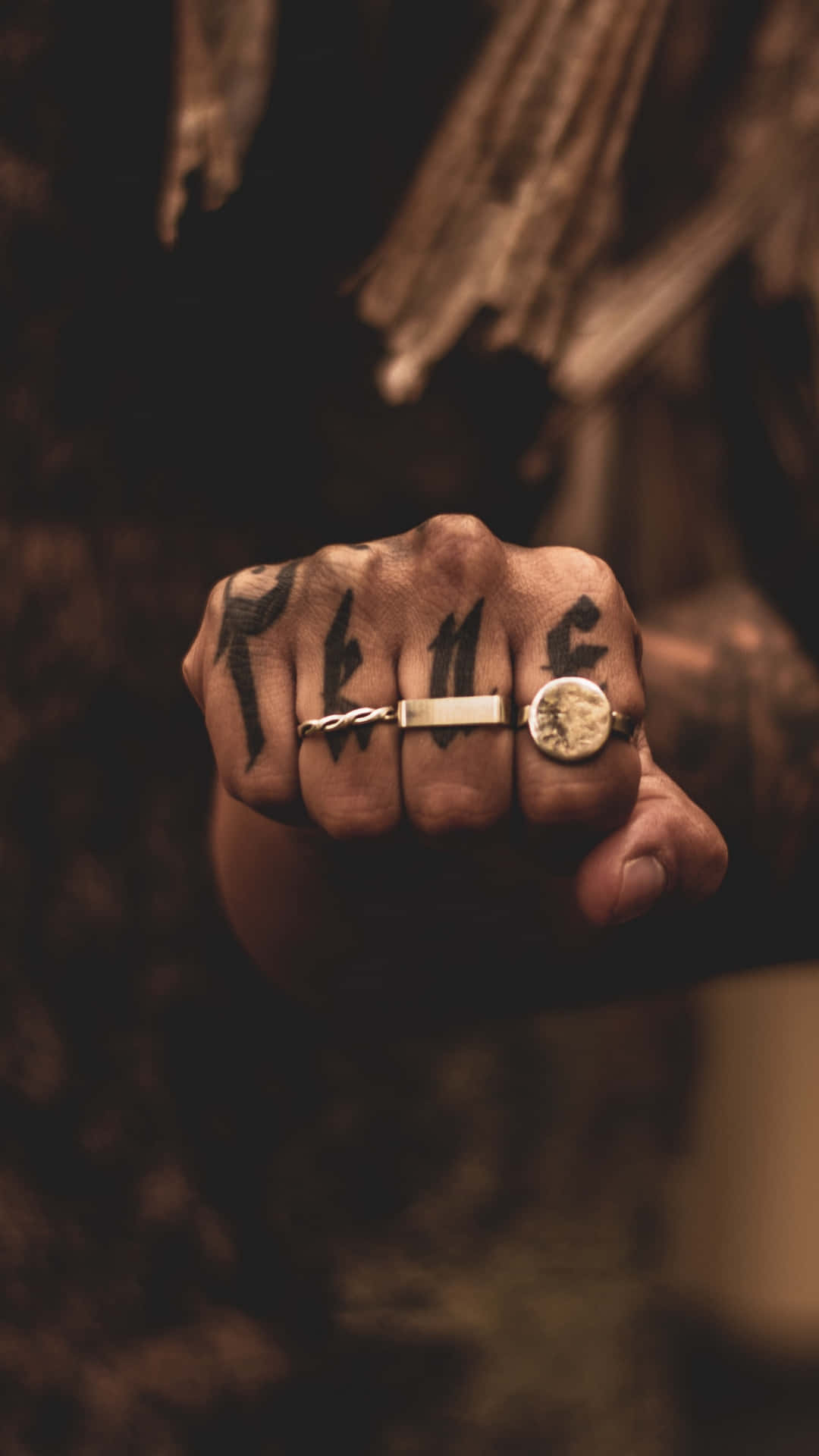 Hand Tattoo Rings And Symbols Background