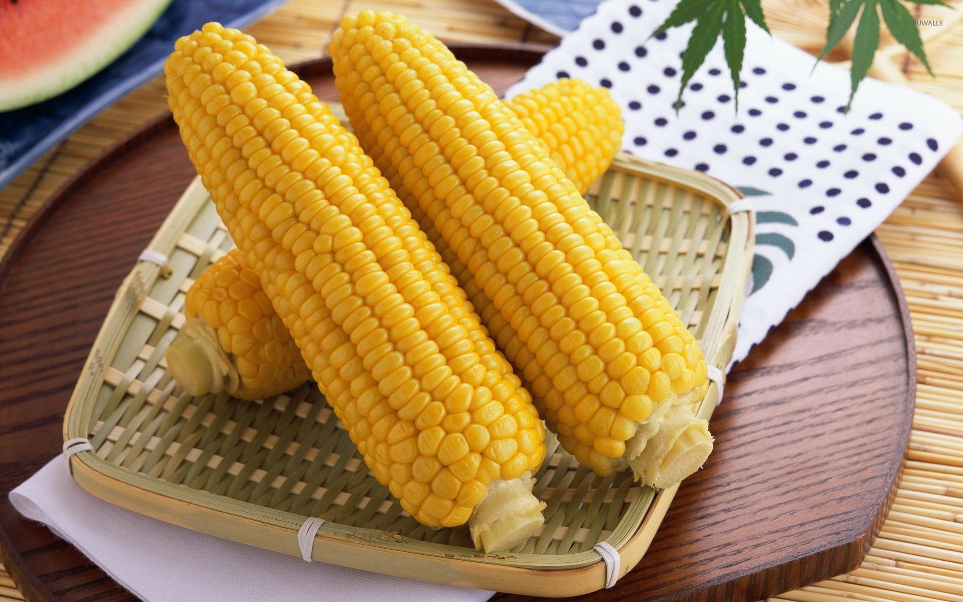 Handcrafted Tray With Corns Background