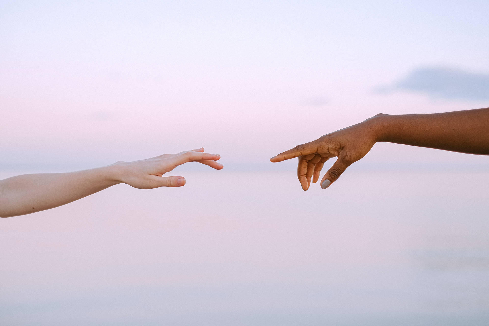 Hands Purple Sky Background