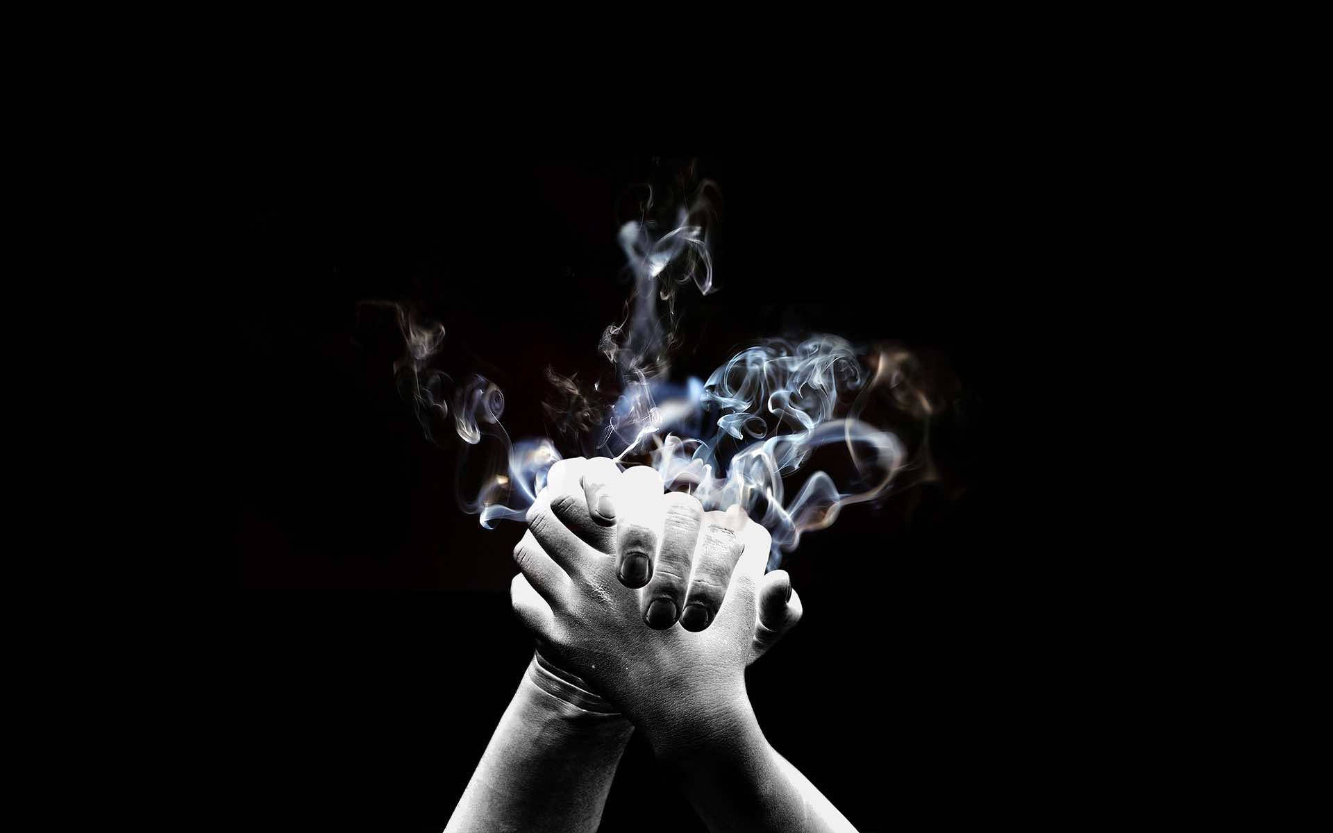 Hands With Smoke Black Mac Background