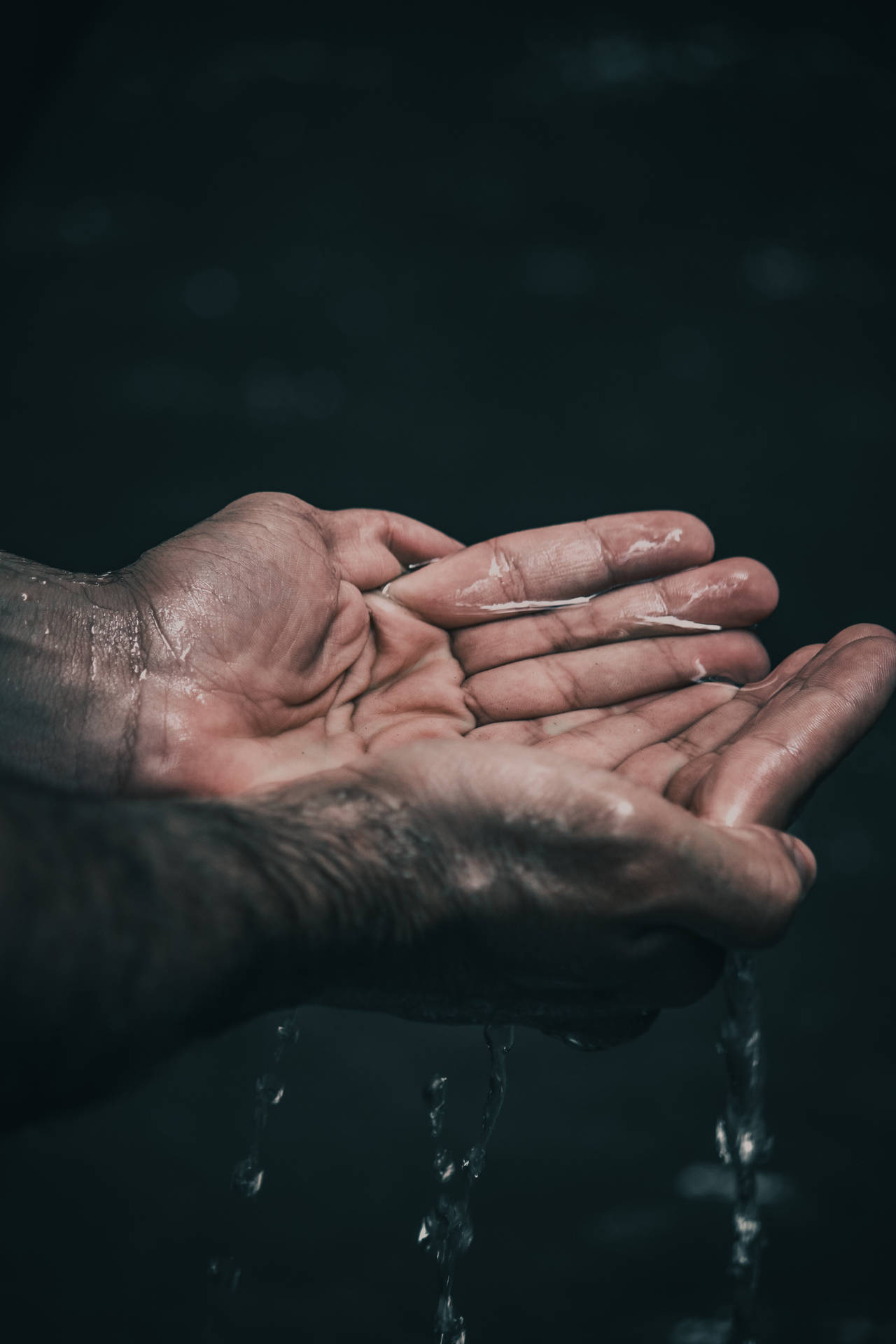 Hands With Water Background