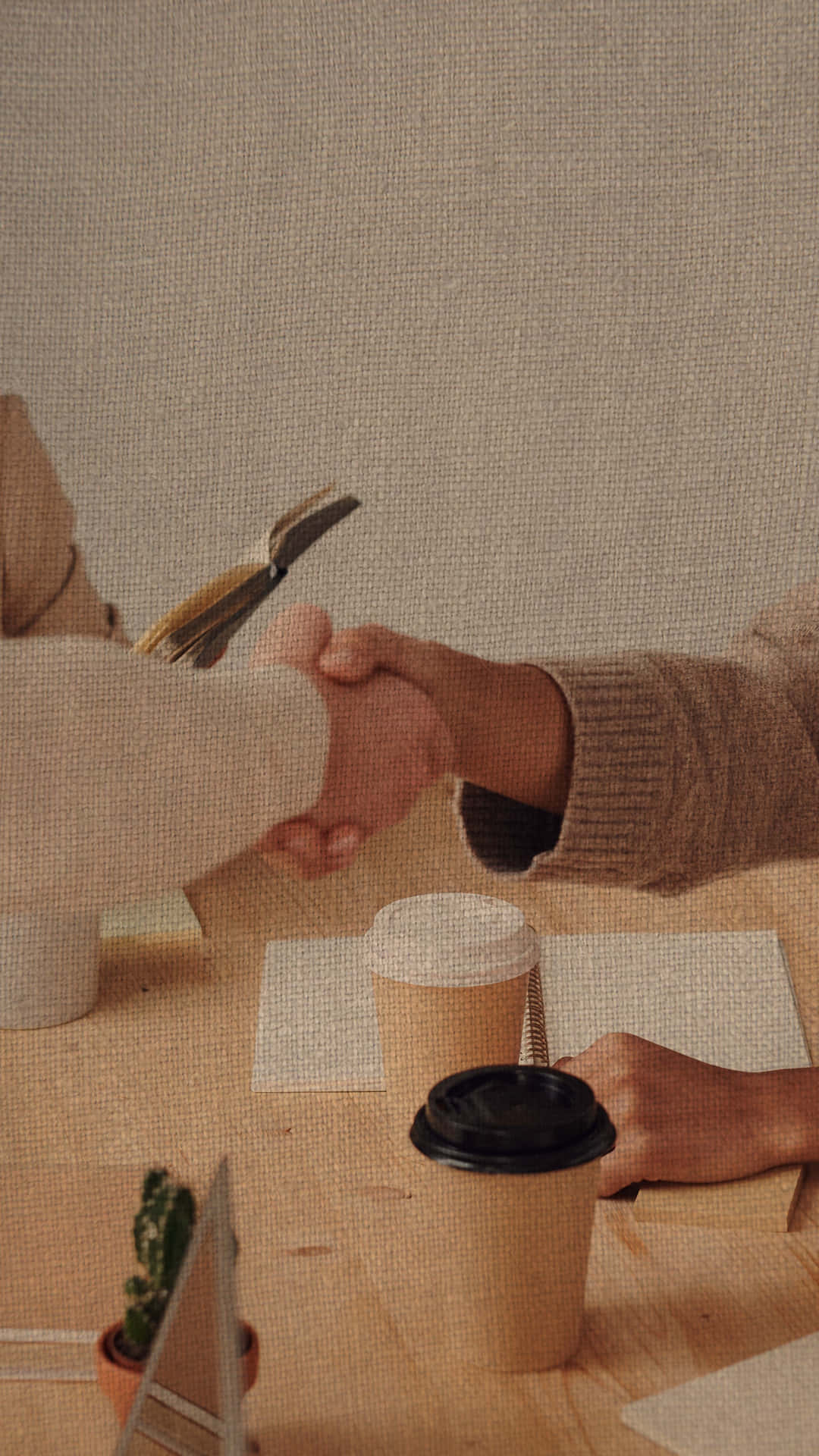 Handshake With Coffee Background