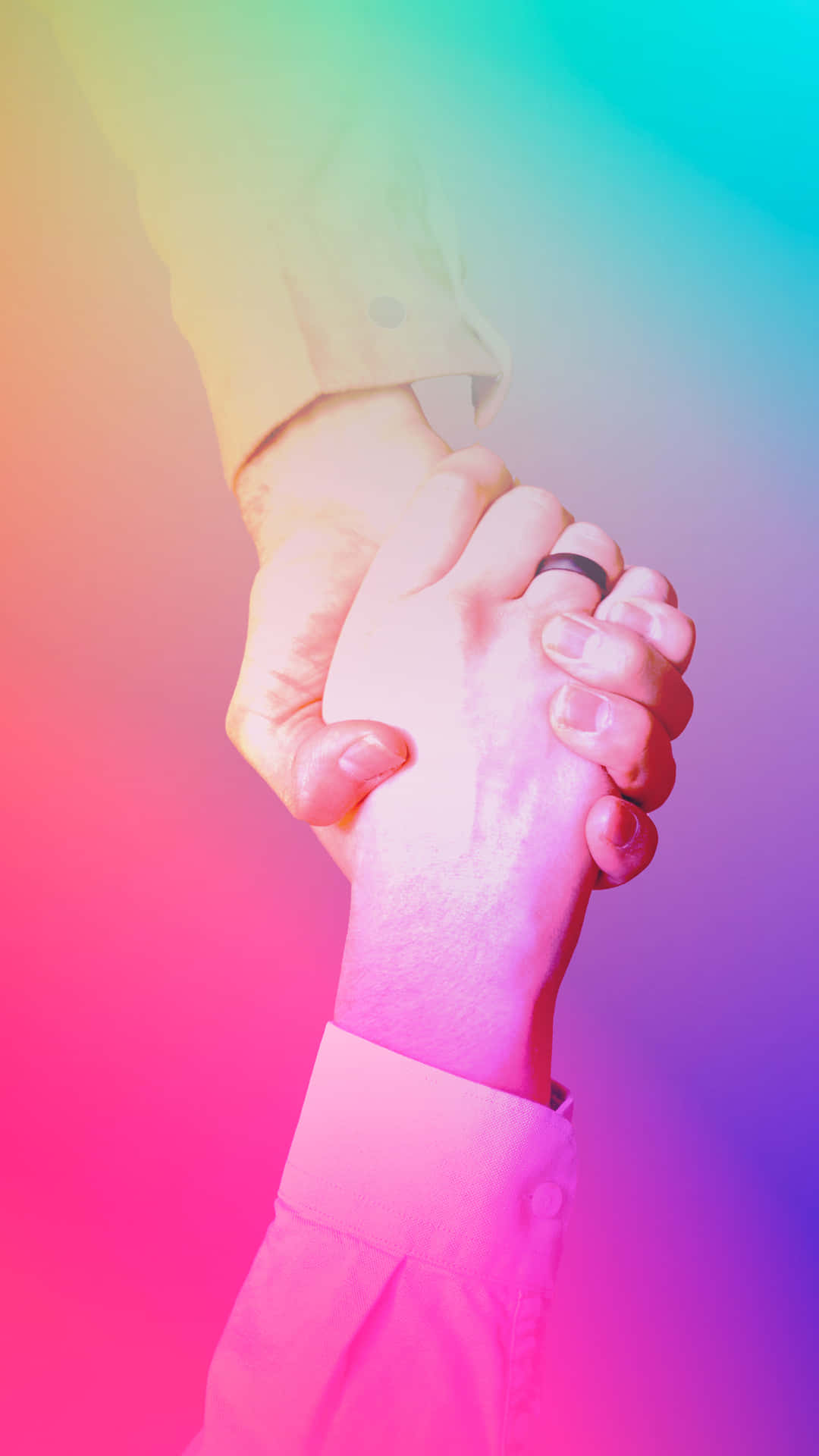 Handshake With Colorful Gradient Background