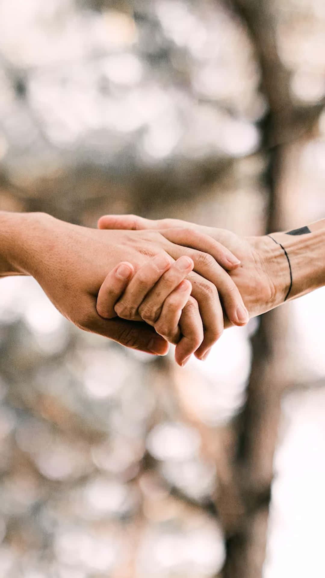 Handshake With Tattoos Outdoors Background