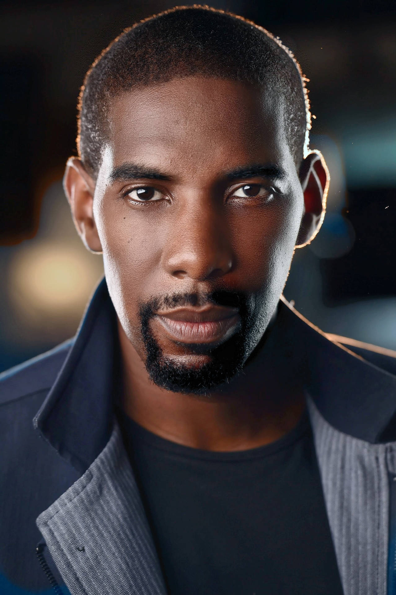 Handsome Black Man Blurred Background Background